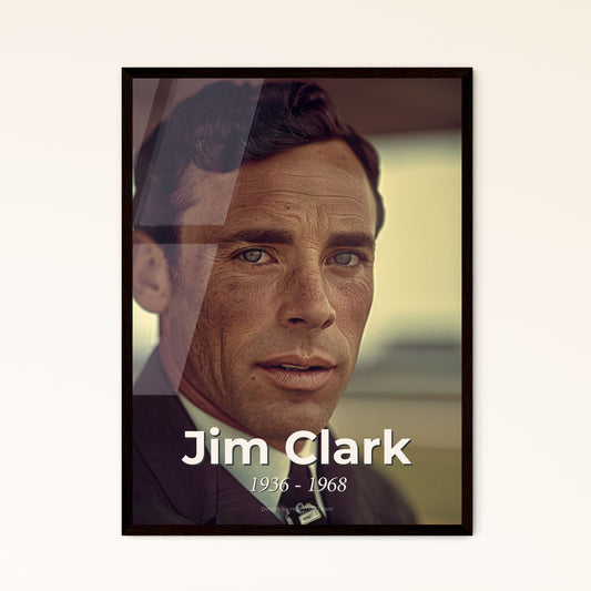 Jim Clark: Legendary British Racing Icon - Two-Time F1 Champion, Ultra-Realistic Portrait with Rustic Elegance & Timeless Charm