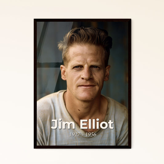 Timeless Tribute: Jim Elliot - Inspiring Missionary Portrait on Rustic Background | High-Quality Art for Home Decor and Gifts