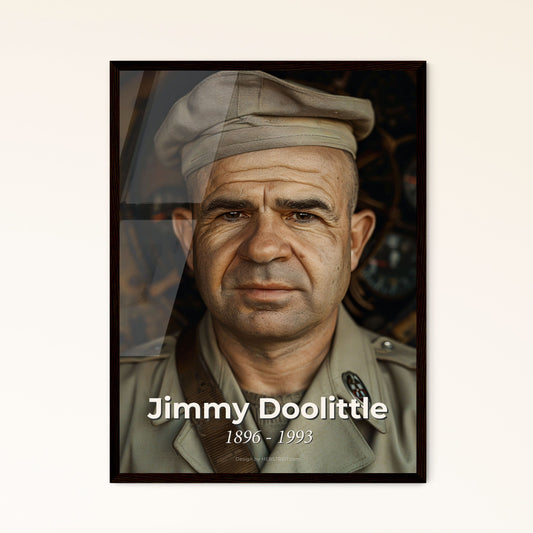 Jimmy Doolittle: Iconic Aviator & General - Timeless Portrait on Rustic Background - Elevate Your Space with Authentic Art