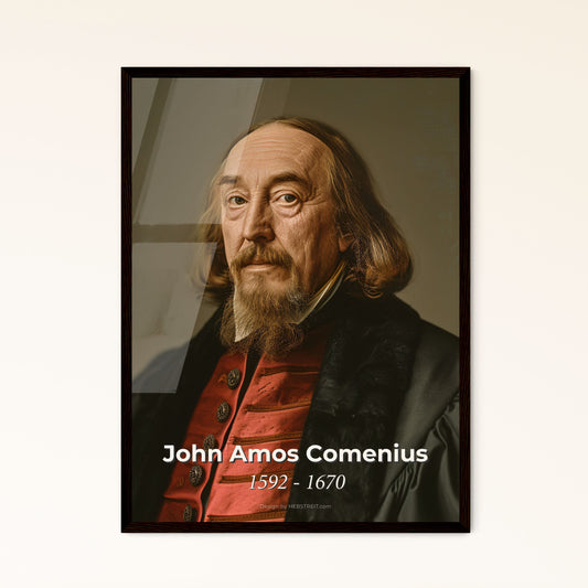 Timeless Portrait of John Amos Comenius: Pioneer of Modern Education - Artistic Print in Rustic Monochrome with Elegant Framing Options