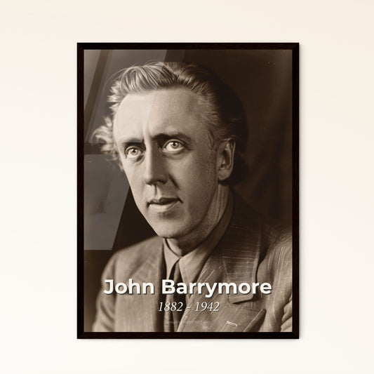 Timeless Portrait of John Barrymore: Celebrated American Actor (1882-1942) - Striking Monochromatic Art for Elegant Home Decor