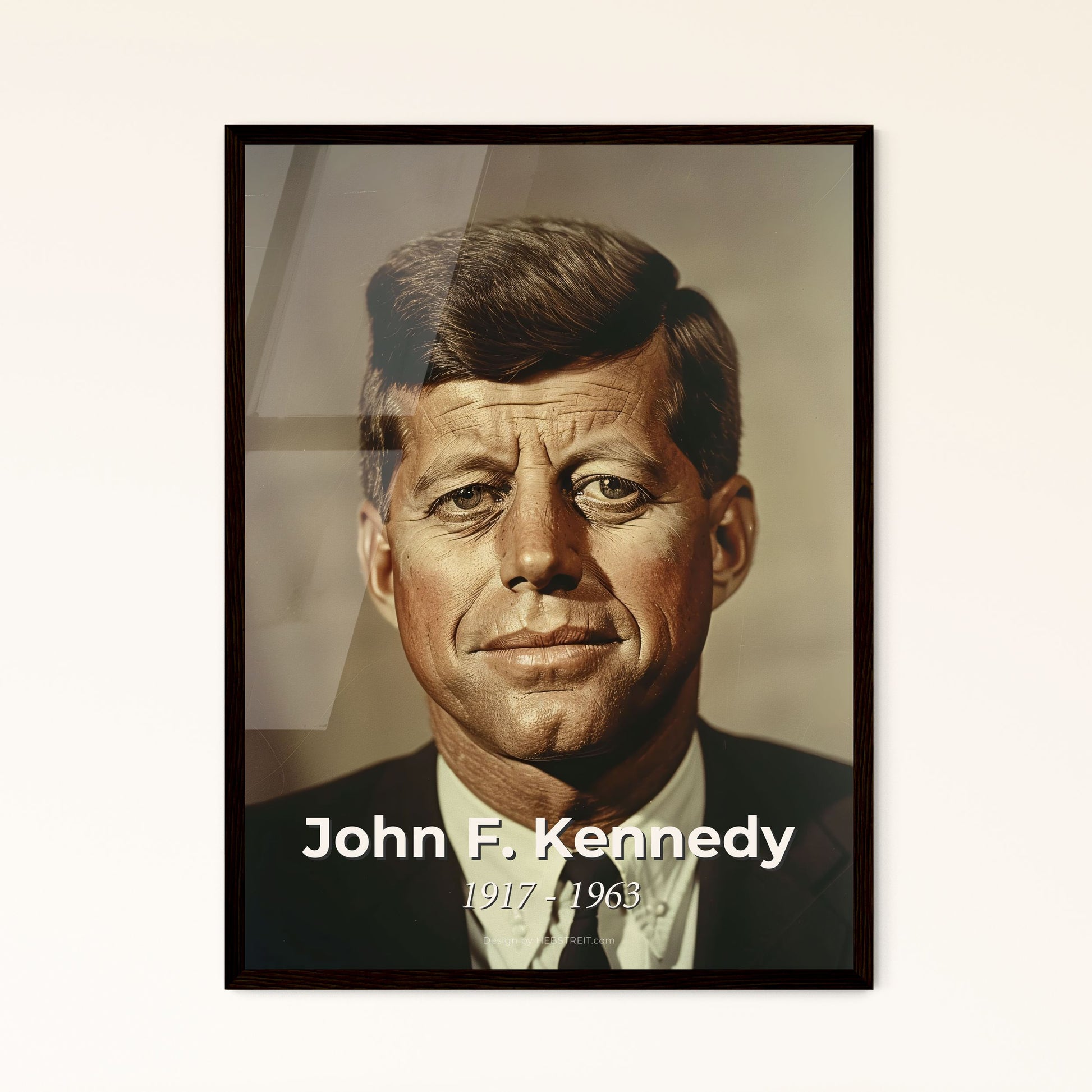 Charismatic John F. Kennedy Portrait: Timeless Monochrome Art Print for Home Decor – Framed or Aluminum Options Available