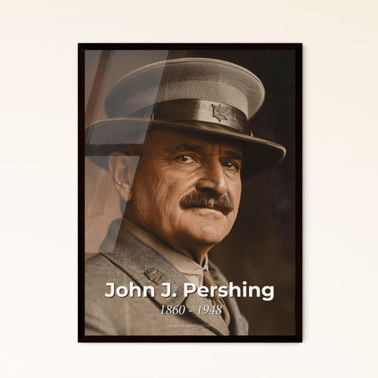 John J. Pershing: Iconic WWI General Portrait - Vintage Cinematic Print on Aluminum or Framed, Perfect for Home Decor or Gifts