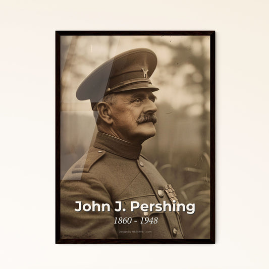 John J. Pershing: Iconic WWI General Portrait - Timeless Monochrome Art print, Framed or Aluminum, Perfect for Home Decor