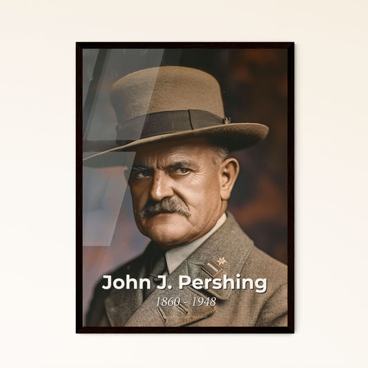 John J. Pershing: Iconic WWI General Portrait – Timeless Rustic Art Print for Home Decor, Framed or Aluminum Options Available