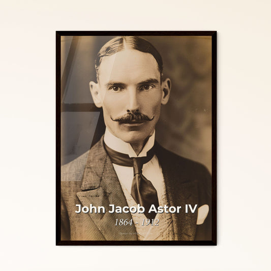 Timeless Legacy: John Jacob Astor IV Portrait – Iconic Titanic Investor in Monochrome Elegance for Home Decor & Gifting