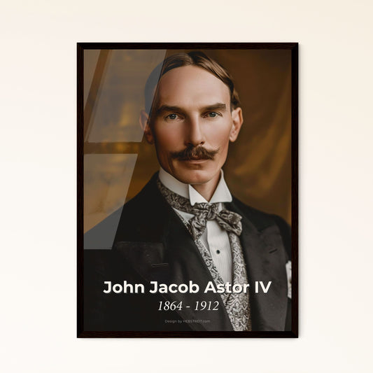 Timeless Elegance: John Jacob Astor IV, 1864-1912 - Iconic Portrait of a Titanic Tragedy with Cinematic Depth in Monochrome
