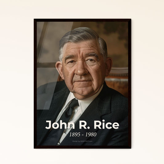 John R. Rice: Iconic Evangelist Portrait - Ultra-Realistic Print for Home Decor, Framed or Aluminum, Inspirational Legacy