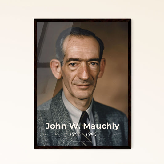 John W. Mauchly: Visionary Physicist & Co-Inventor of ENIAC - Timeless Portrait in Cinematic Monochrome Art for Elegant Décor