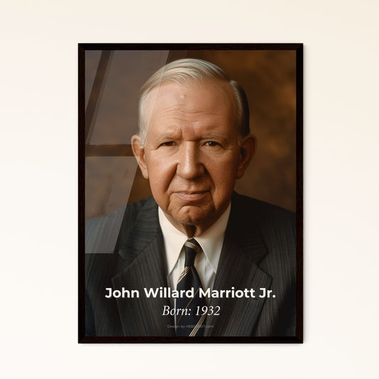 Timeless Tribute: John Willard Marriott Jr. - Pioneering Spirit in Hospitality, Ultrarealistic Portrait for Elegant Home Decor