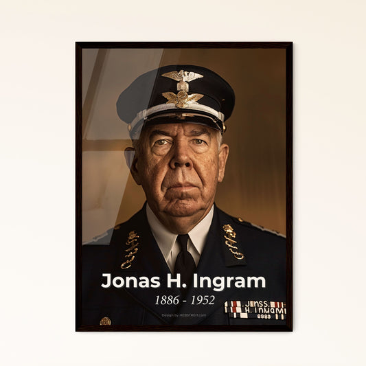 Monochromatic Portrait of Admiral Jonas H. Ingram, WWII Atlantic Fleet Commander - Premium Art Print & Framed Options Available