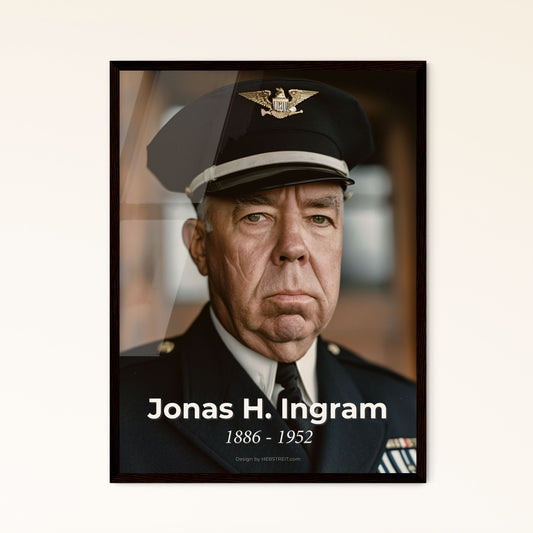 Jonas H. Ingram: Iconic Portrait of a WWII Admiral - Timeless Monochrome Art for Elegant Home Decor & Gift Giving