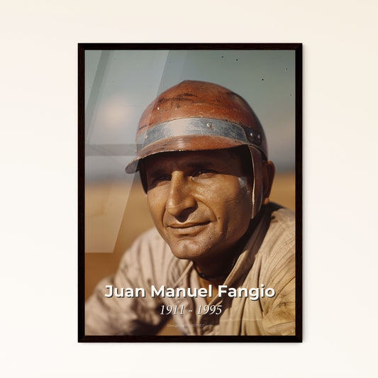 Juan Manuel Fangio: Legendary Five-Time F1 Champion - Iconic Ultrarealistic Portrait Print for Timeless Home Décor