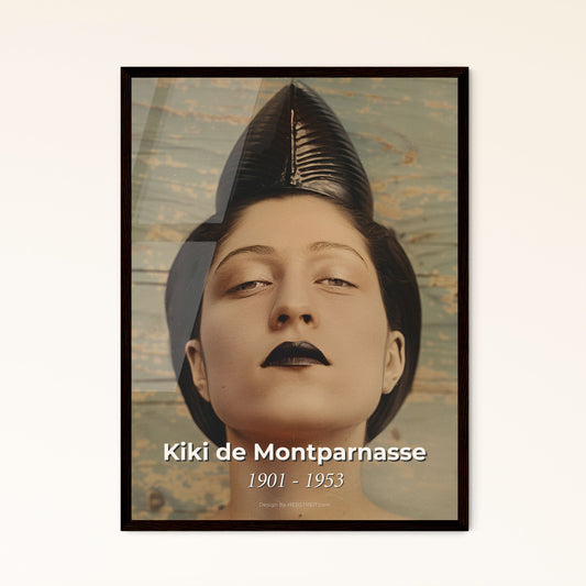 Kiki de Montparnasse: Iconic Bohemian Muse - Timeless Monochrome Portrait on Rustic Blurred Background, Perfect for Home Decor