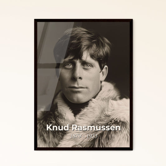 Timeless Legacy: Knud Rasmussen, Visionary Explorer of the Arctic - Authentic Portrait in High-Quality Monochrome Art