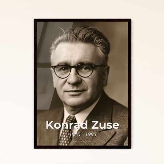 Konrad Zuse: Visionary Pioneer of Computing, Captured in Ultrarealistic Portrait — Premium Art Print for Timeless Home Decor