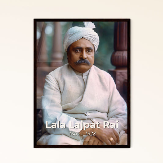 Majestic Portrait of Lala Lajpat Rai: The Lion of Punjab - Iconic Indian Freedom Fighter in Cinematic Monochrome Art Print