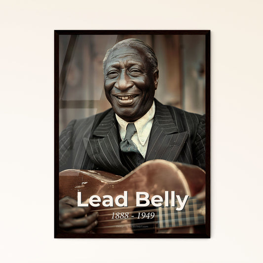 Timeless Tribute to Lead Belly: Iconic Folk & Blues Legend - Monochromatic Art Print with Rustic Flair for Home Decor Elegance