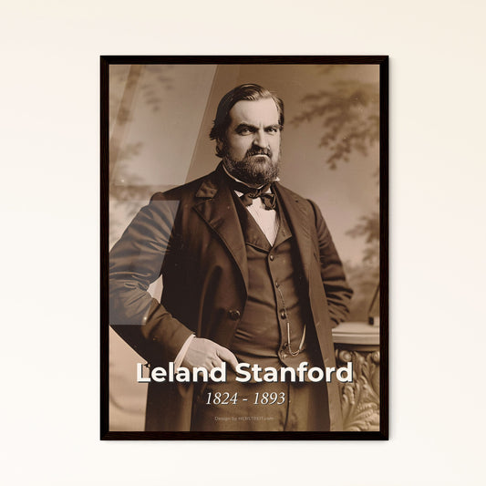 Leland Stanford Portrait: Iconic Industrialist & Transcontinental Railroad Visionary – Timeless Art for Elegant Spaces