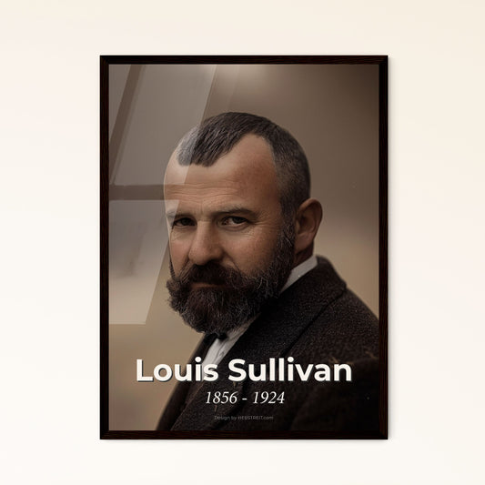 Louis Sullivan: The Visionary Architect of Skyscrapers - Iconic Portrait on Rustic Background, Perfect for Home Décor