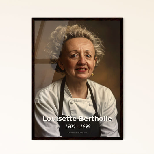 Iconic Portrait of Louisette Bertholle: Celebrate Culinary Excellence with a Timeless Print, Framed Art, or Premium Aluminum Finish