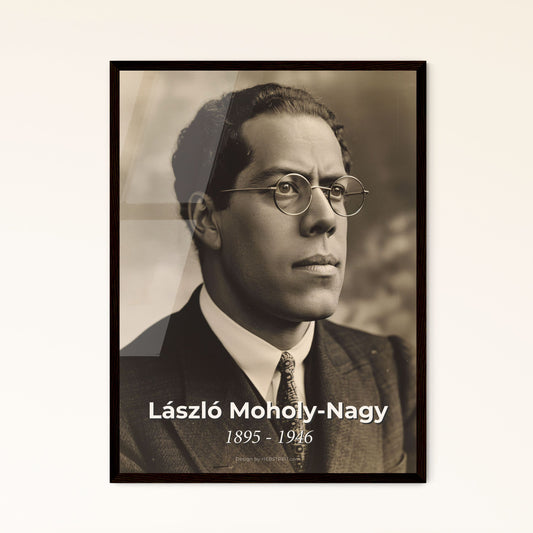 Timeless Vision: László Moholy-Nagy Portrait - Monochromatic Masterpiece for Home Decor - Available Framed or on Aluminum