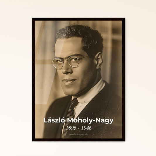 Striking Portrait of László Moholy-Nagy: Timeless Constructivist Icon in Sepia-Toned Elegance - Perfect for Home Decor and Gifting