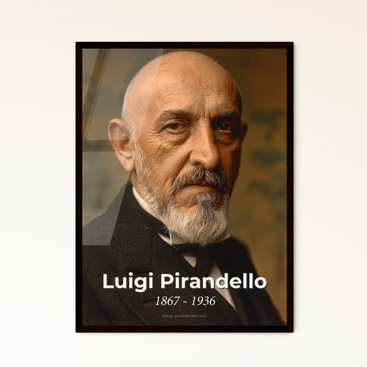Luigi Pirandello 1867-1936: Striking Ultra-Realistic Portrait with Rustic Backdrop - Ideal Gift or Home Decor Print