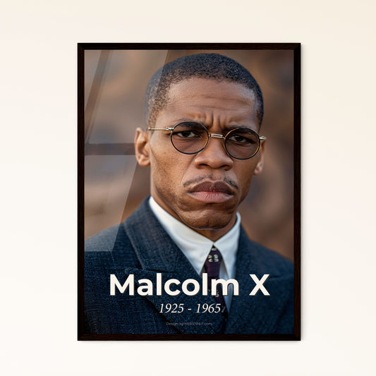 Malcolm X: Iconic Portrait of a Visionary Leader – High-Contrast Print on Metal or Frame, Perfect for Home Decor & Gifts