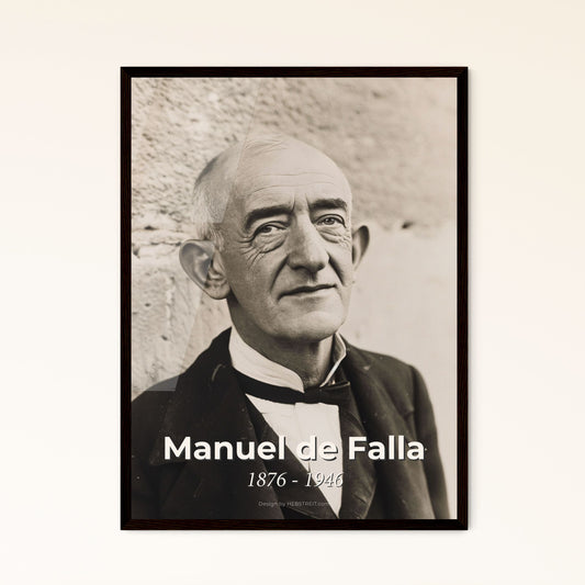 Timeless Tribute: Manuel de Falla Portrait - Ultrarealistic Print with Rustic Elegance for Home Decor & Unique Gifting