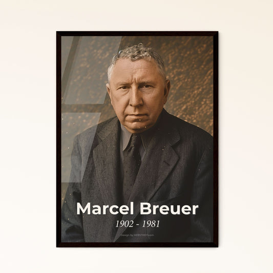 Timeless Portrait of Marcel Breuer: Iconic Architect & Designer, Stunning Ultrarealistic Print for Home Décor & Gifting.