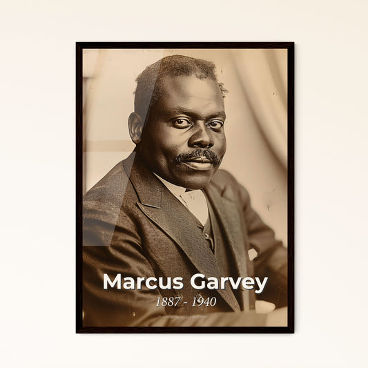 Timeless Tribute: Iconic Marcus Garvey Portrait - Pan-Africanism Leader in Monochrome Elegance for Home Decor & Gifting