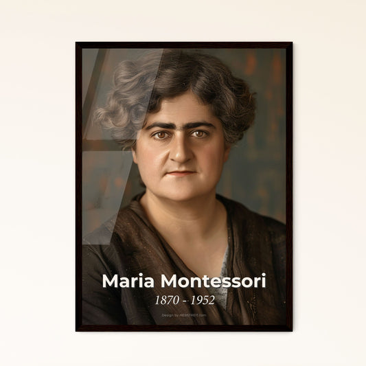 Timeless Maria Montessori: Embrace Child-Centered Learning - Premium Art Print for Home Decor & Gift in Elegant Sepia Style