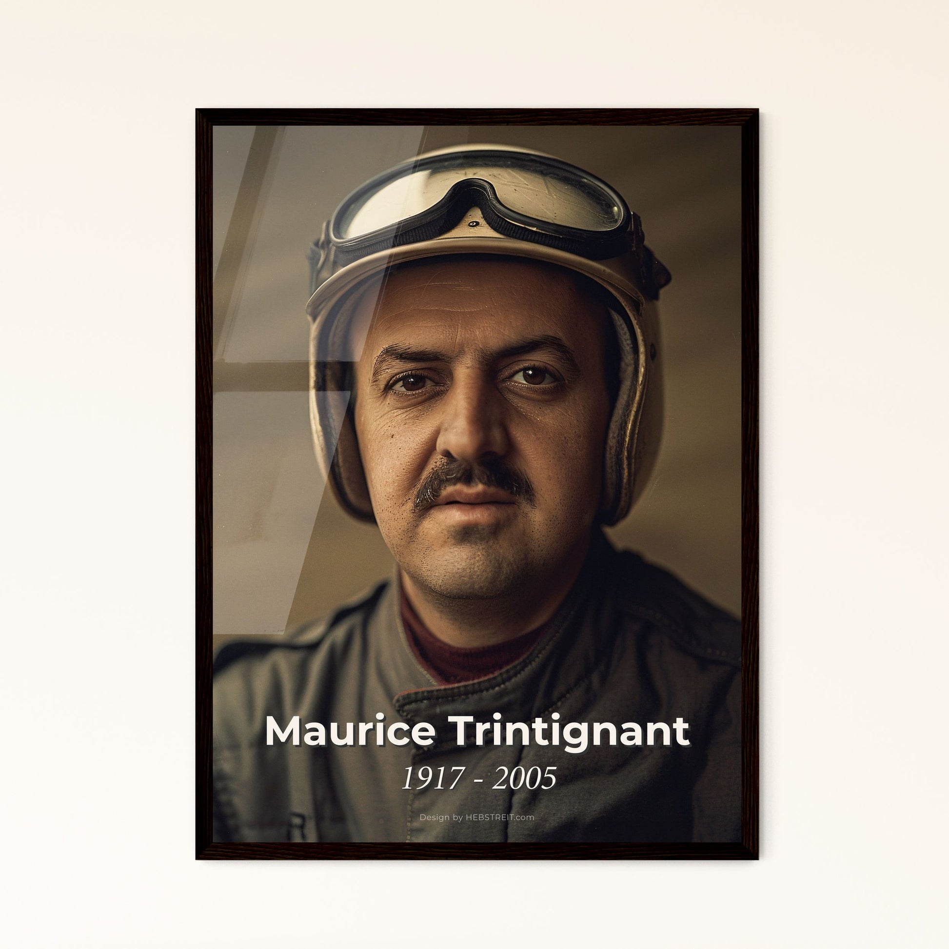 Timeless Tribute: Maurice Trintignant - First French Formula One Champion, Monochromatic Art Print with Rustic Elegance