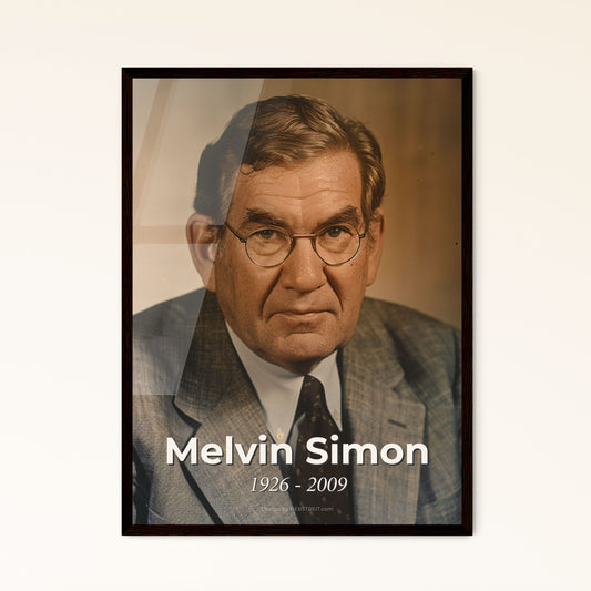 Melvin Simon, 1926-2009: Pioneer of American Retail, Iconic Portrait in Sepia—Stylish Home Decor Print for Art Enthusiasts