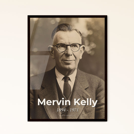 Stunning Portrait of Mervin Kelly, Pioneer of the Transistor - Timeless Elegance in Monochrome Art for Distinguished Interiors