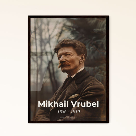 Timeless Elegance: Mikhail Vrubel-Inspired Ultra-Realistic Print - Iconic Portrait in Monochrome with Sepia Touch for Luxurious Decor