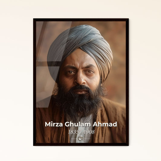 Mirza Ghulam Ahmad: The Visionary Leader of Ahmadiyya - Timeless Portrait in Ultra-Realistic Monochrome Art for Inspired Interiors