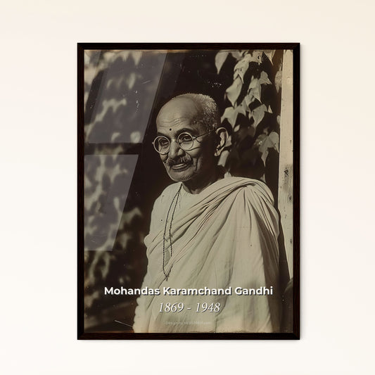 Timeless Gandhi: Iconic Portrait of the Indian Independence Leader - Monochromatic Art Print for Home Decor or Thoughtful Gift