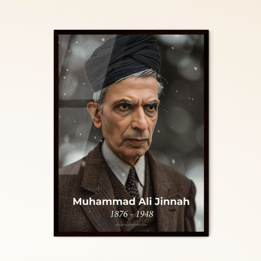 Legendary Portrait of Muhammad Ali Jinnah: Founder of Pakistan, Icon of Independence - Premium Art Print for Home Décor