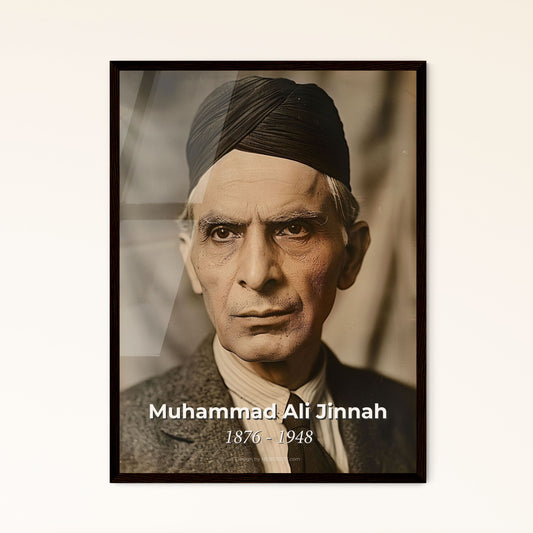 Timeless Portrait of Muhammad Ali Jinnah: Iconic Founder of Pakistan - Monochromatic Art Print for Elegant Home Decor