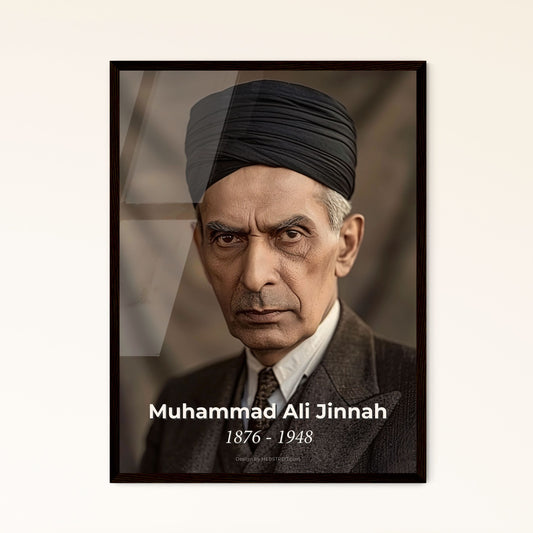 Majestic Portrait of Muhammad Ali Jinnah: Architect of Pakistan, 1876-1948 - A Timeless Tribute in Stunning Monochrome Art