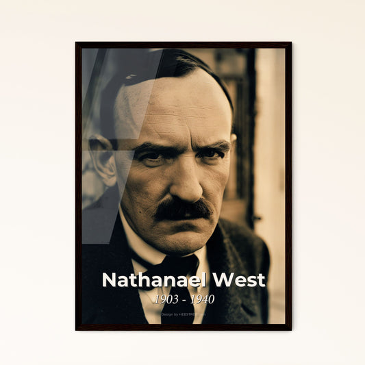 Exquisite Nathanael West Portrait: Satirical Genius in Cinematic Sepia - Perfect for Home Decor or Timeless Gift