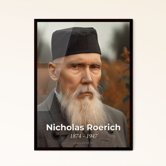 Timeless Portrait of Nicholas Roerich: Iconic Russian Artist & Theosophist - Stunning High-Contrast Art Print for Elegant Spaces