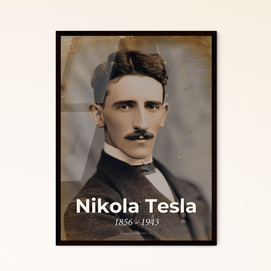 Timeless Portrait of Nikola Tesla: Visionary Inventor in Rustic Elegance - A Stunning Tribute for Home Decor & Gifting