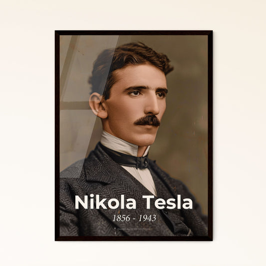 Stunning Nikola Tesla Portrait: Timeless Tribute to the Visionary Inventor in Sepia-Toned Ultrarealistic Art for Your Home Decor