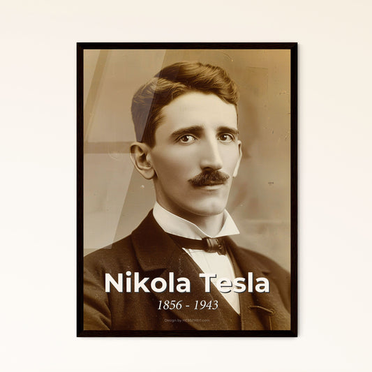 Timeless Portrait of Nikola Tesla (1856-1943): The Visionary Inventor in Stunning Monochrome - Perfect for Home Décor & Gifts