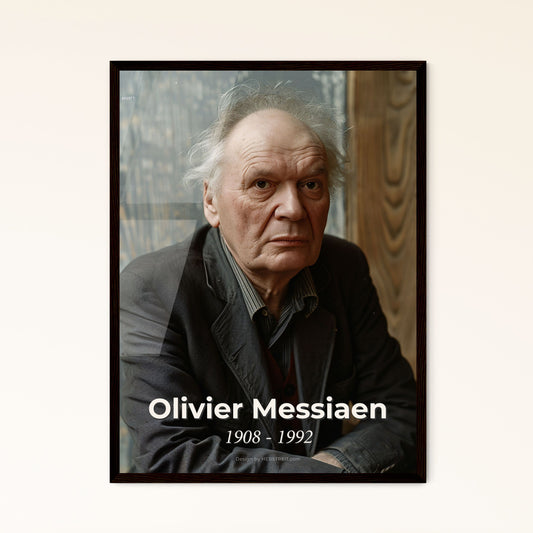 Timeless Portrait of Olivier Messiaen: A High-Quality Ultrarealistic Print Celebrating the French Composer's Legacy in Art