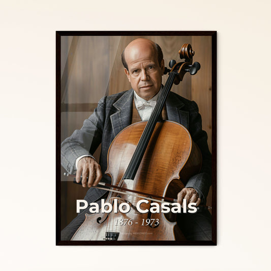 Timeless Tribute to Pablo Casals: Ultra-Realistic Black & White Portrait with Sepia Tone, Perfect for Home Decor & Gifts