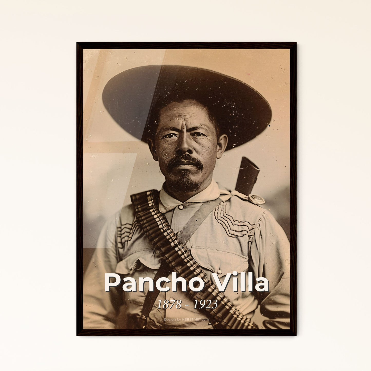 Authentic Ultrarealistic Portrait of Pancho Villa (1878-1923) – Cinematic Monochrome Art Print for Home Decor & Gift Giving